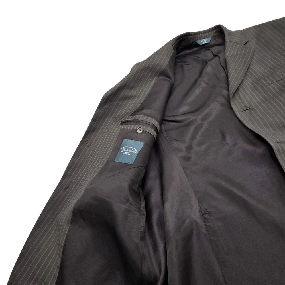 Pronto Uomo Platinum Mens Brown Pinstripe 3 Button Blazer‎ Suit Jacket Excellent
